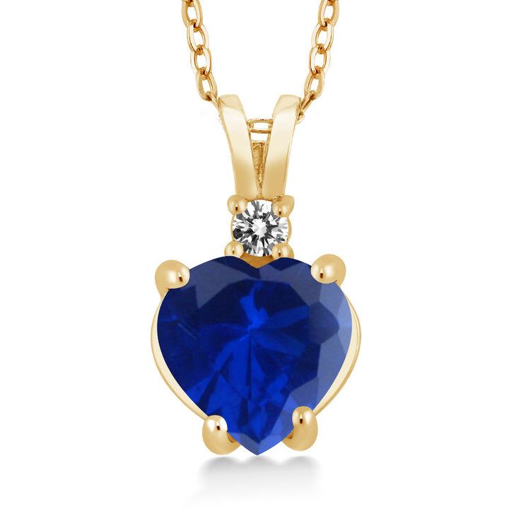 Blue Created Sapphire_14K Yellow Gold_Pendant in 14K Yellow Gold