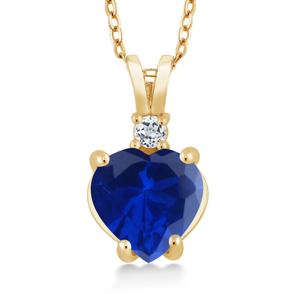 Blue Created Sapphire_14K Yellow Gold_Pendant in 14K Yellow Gold