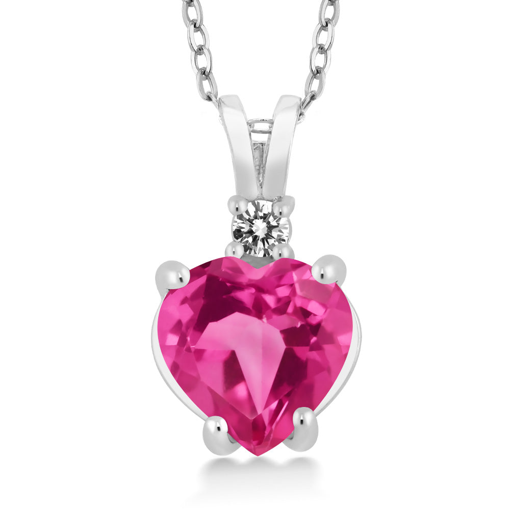 Pink Created Sapphire_14K White Gold_Pendant in 14K White Gold