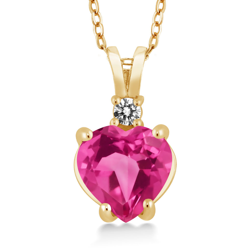 Pink Created Sapphire_14K Yellow Gold_Pendant in 14K Yellow Gold