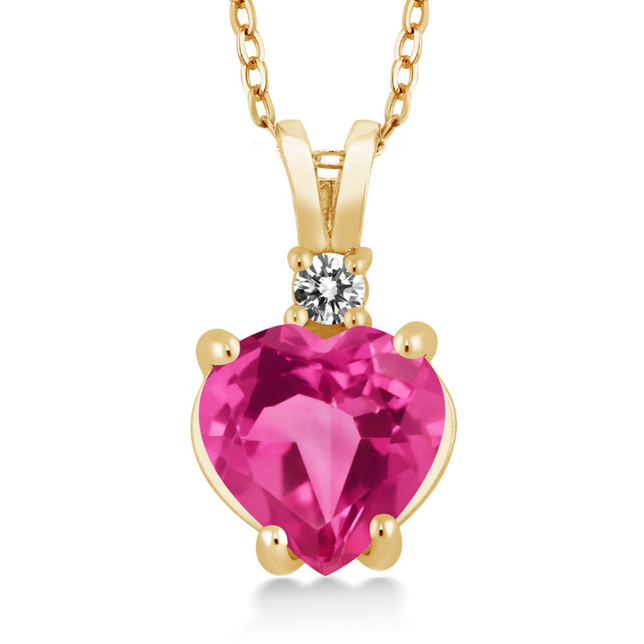 Pink Created Sapphire_14K Yellow Gold_Pendant in 14K Yellow Gold