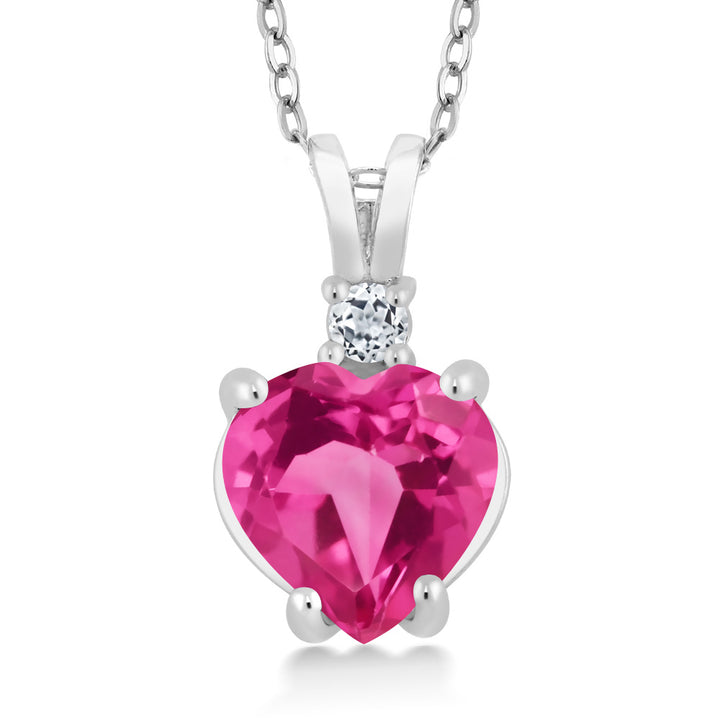 Pink Created Sapphire_14K White Gold_Pendant in 14K White Gold