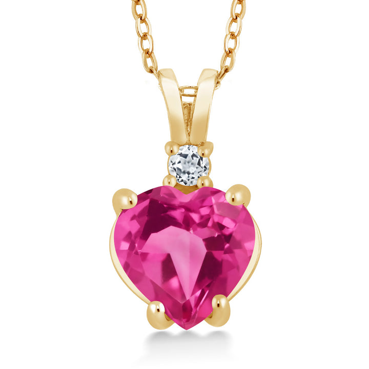 Pink Created Sapphire_14K Yellow Gold_Pendant in 14K Yellow Gold