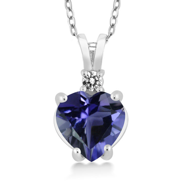 Blue Iolite_14K White Gold_Pendant in 14K White Gold