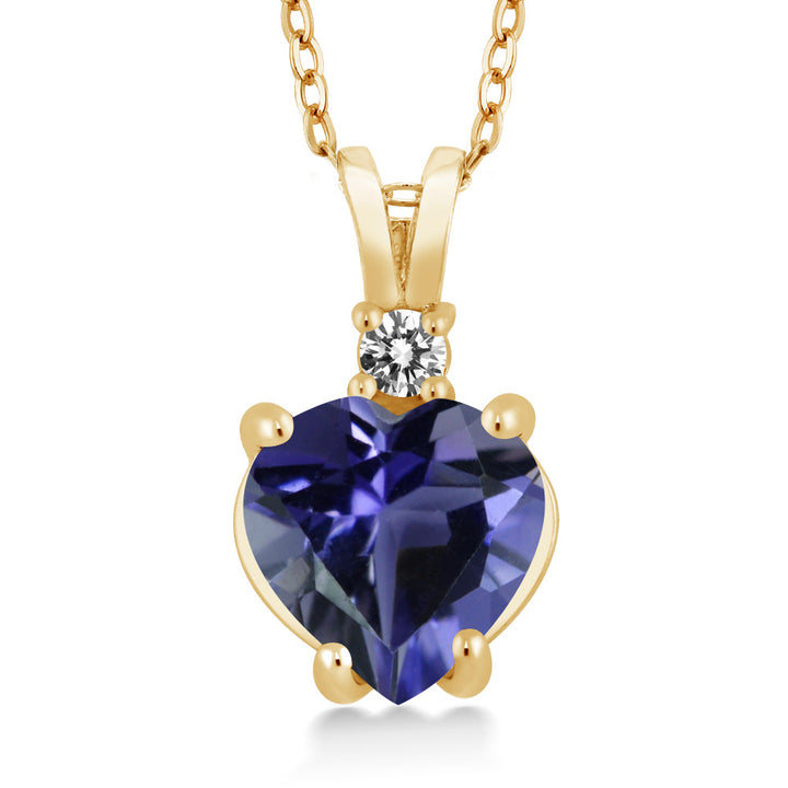 Blue Iolite_14K Yellow Gold_Pendant in 14K Yellow Gold