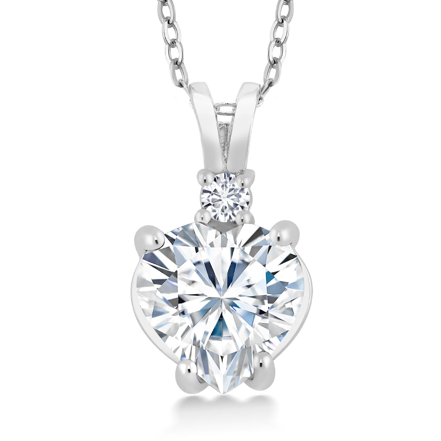 14K White Gold IGI Certified Lab Grown Diamond Heart Pendant Necklace For Women | Heart Shape 4 Ct | F-G Color | VS Clarity | with 18 Inch Chain