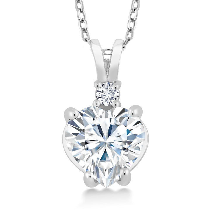 14K White Gold IGI Certified Lab Grown Diamond Heart Pendant Necklace For Women | Heart Shape 4 Ct | F-G Color | VS Clarity | with 18 Inch Chain