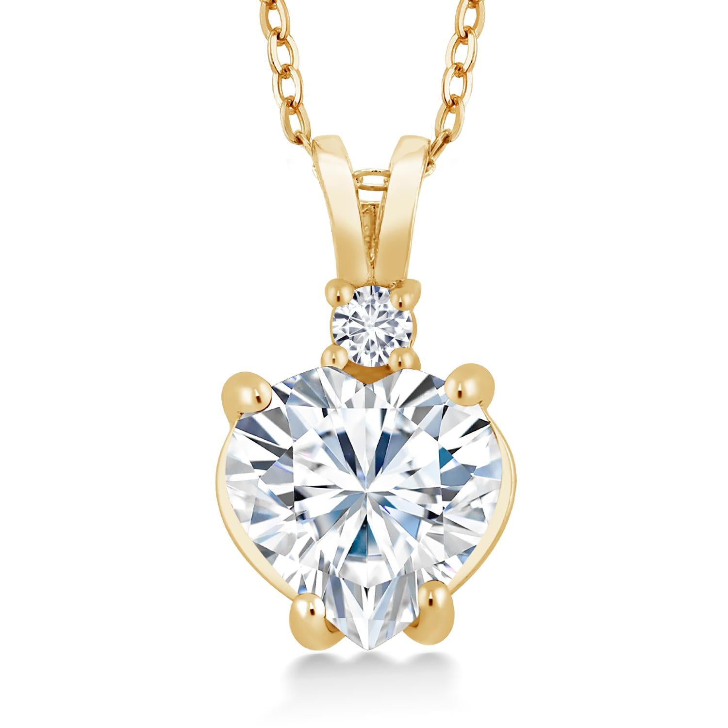 14K Yellow Gold IGI Certified Lab Grown Diamond Heart Pendant Necklace For Women | Heart Shape 4 Ct | F-G Color | VS Clarity | with 18 Inch Chain