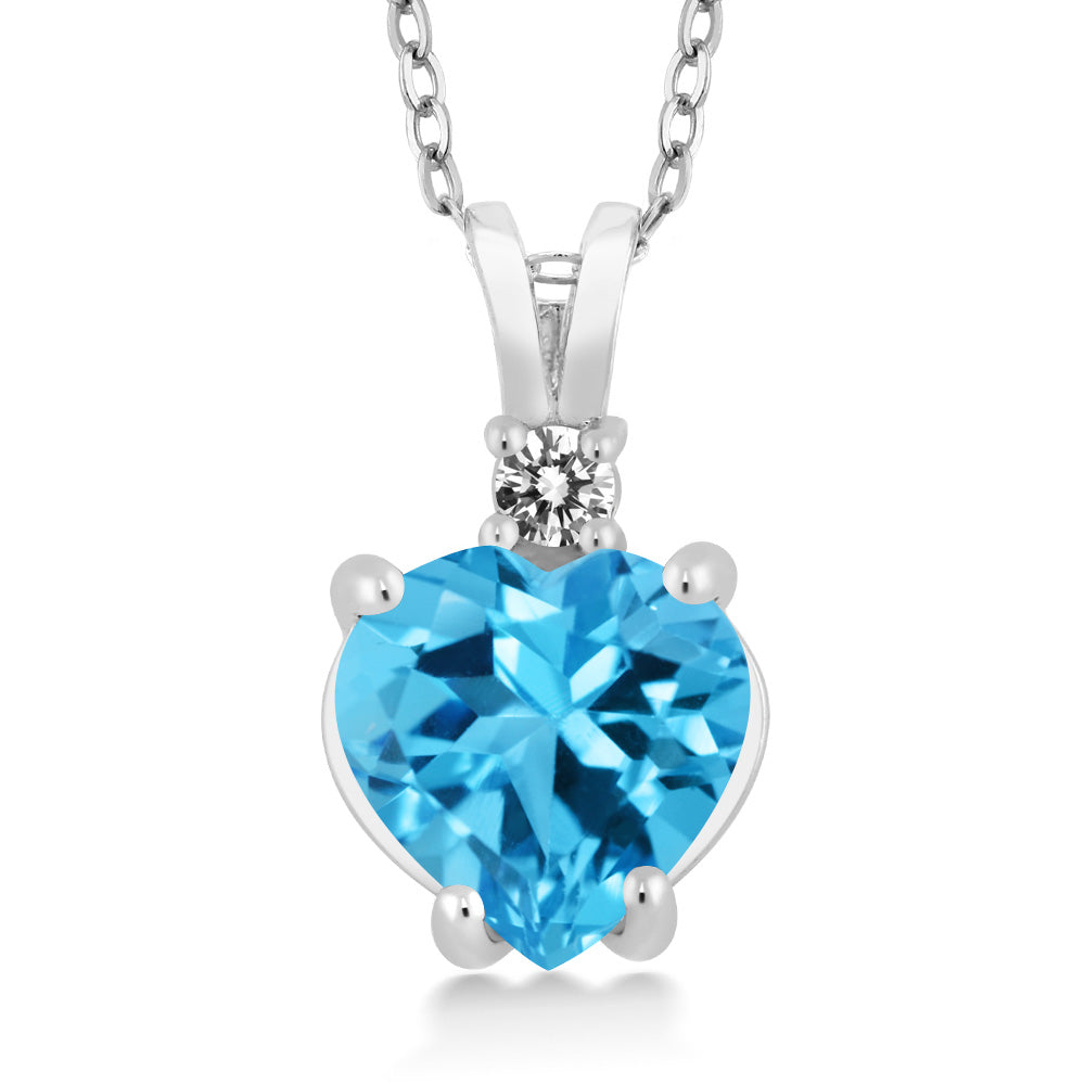 Swiss Blue Topaz_14K White Gold_Pendant in 14K White Gold