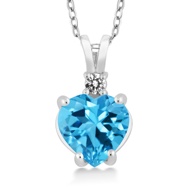 Swiss Blue Topaz_14K White Gold_Pendant in 14K White Gold