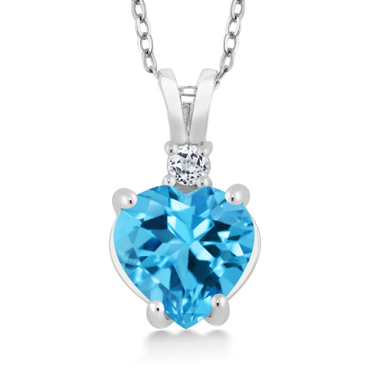 Swiss Blue Topaz_14K White Gold_Pendant in 14K White Gold