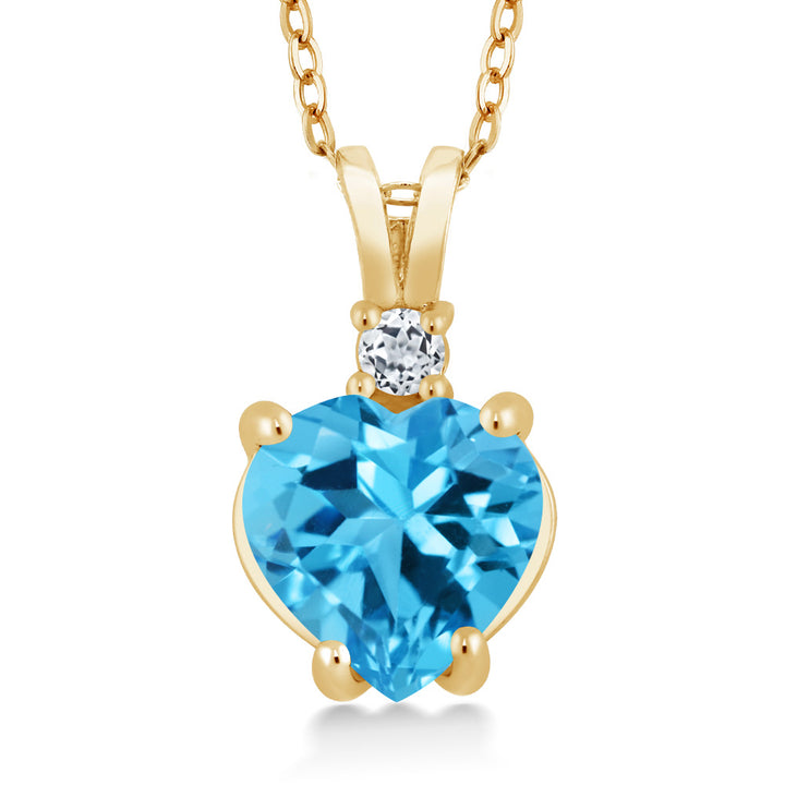 Swiss Blue Topaz_14K Yellow Gold_Pendant in 14K Yellow Gold