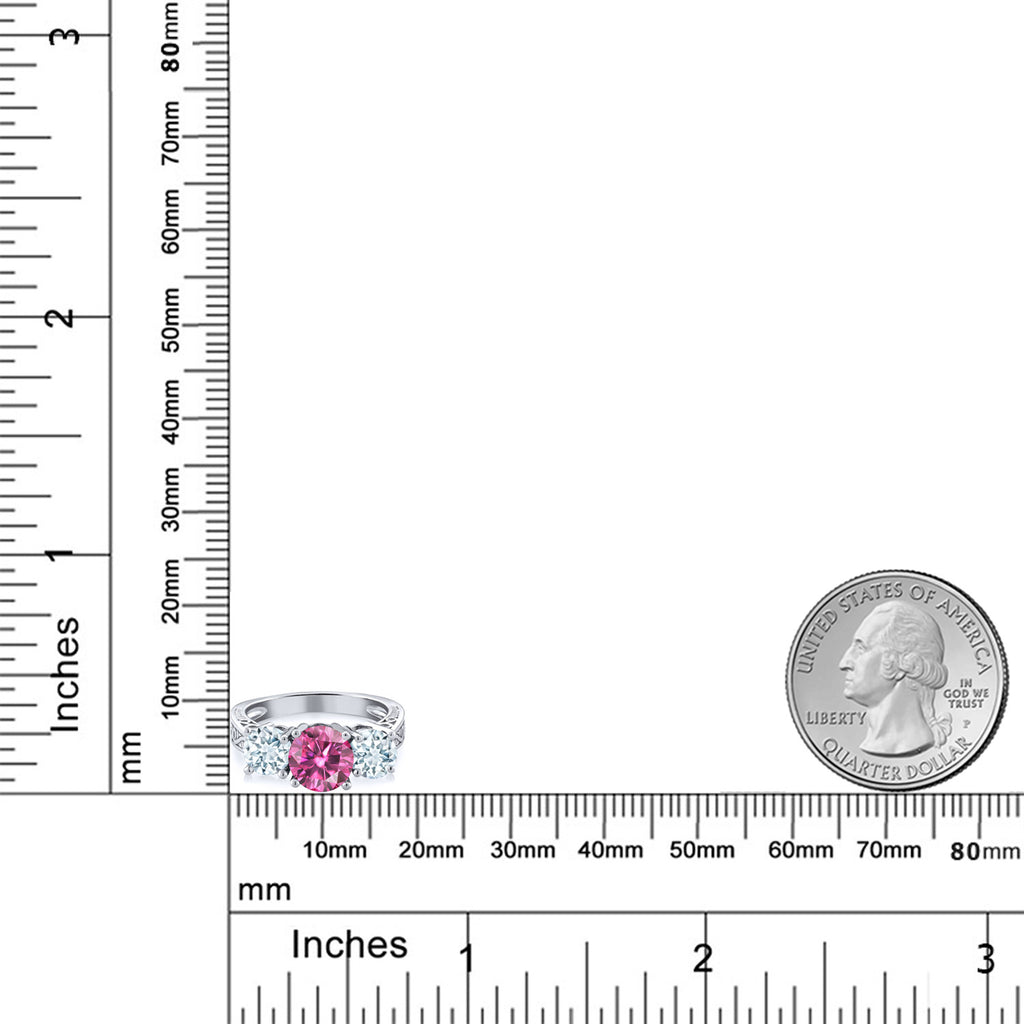 Moissanite and Aquamarine_7_Ring in 925 Sterling Silver