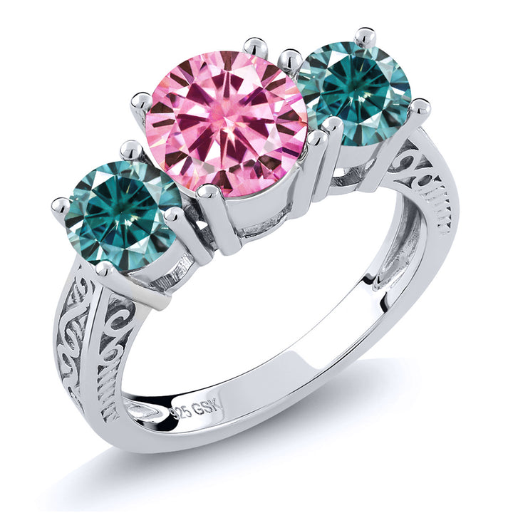 Blue Moissanite - April_5_Ring in 925 Sterling Silver