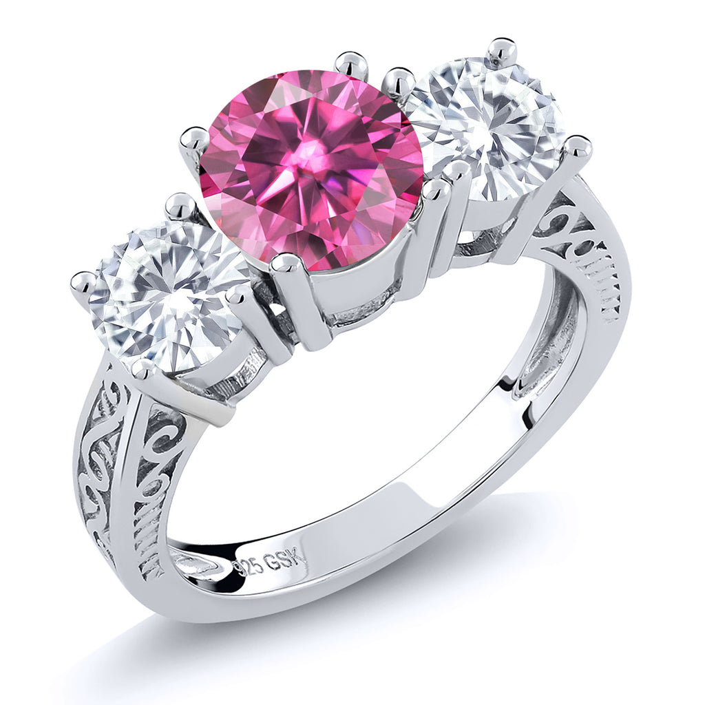 Pink Moissanite - April_8_Ring in 925 Sterling Silver