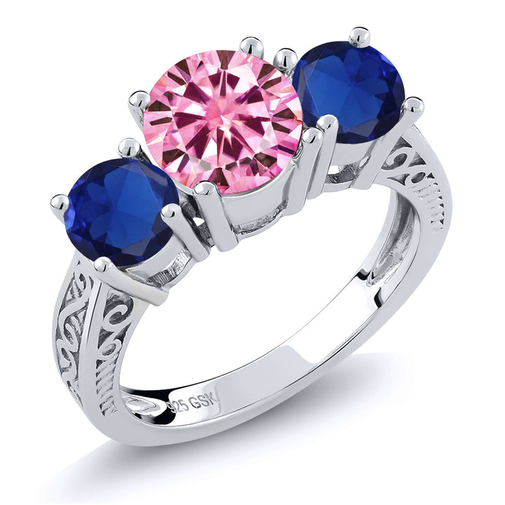 Blue Created Sapphire - September_5_Ring in 925 Sterling Silver
