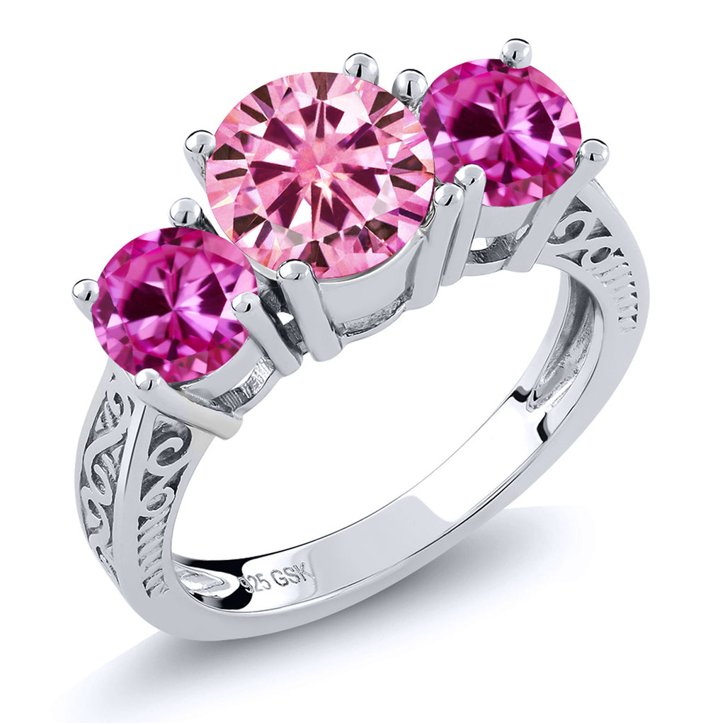 Pink Created Sapphire - September_6_Ring in 925 Sterling Silver