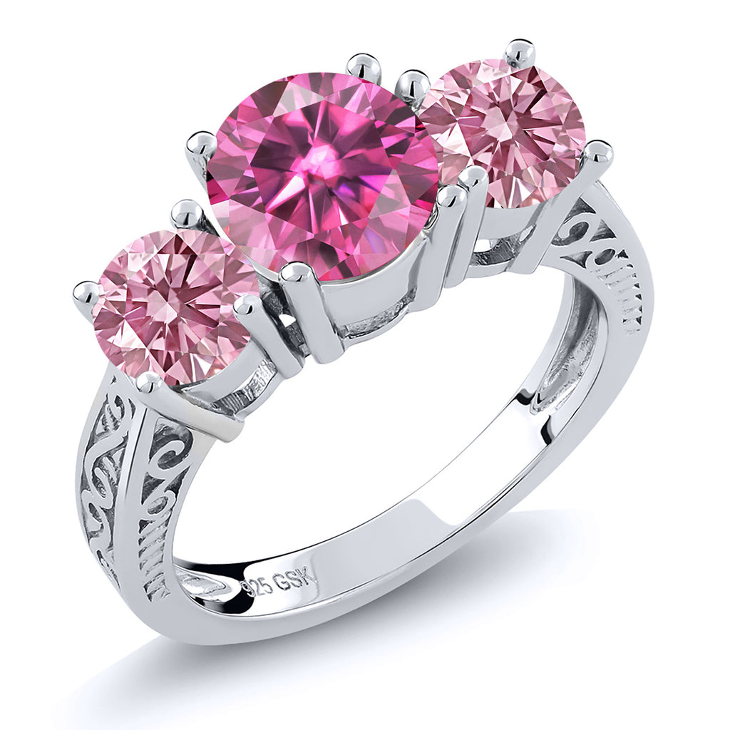 Pink Moissanite - April_8_Ring in 925 Sterling Silver