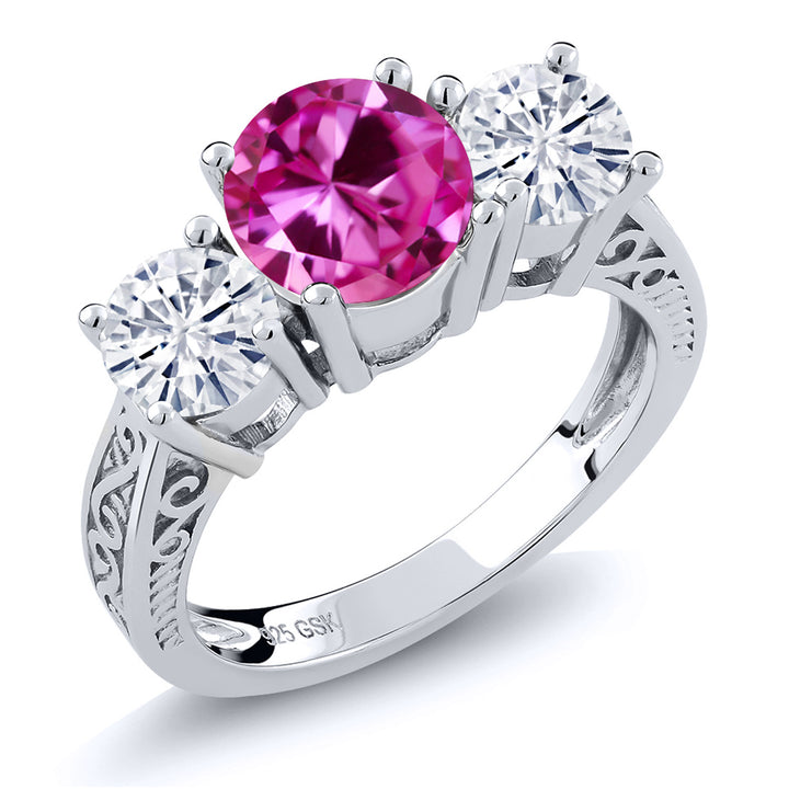 Pink Created Sapphire - September_5_Ring in 925 Sterling Silver