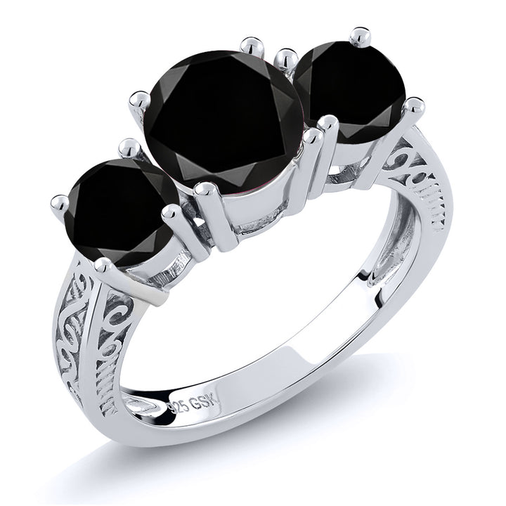 Black Diamond - April_5_Ring in 925 Sterling Silver