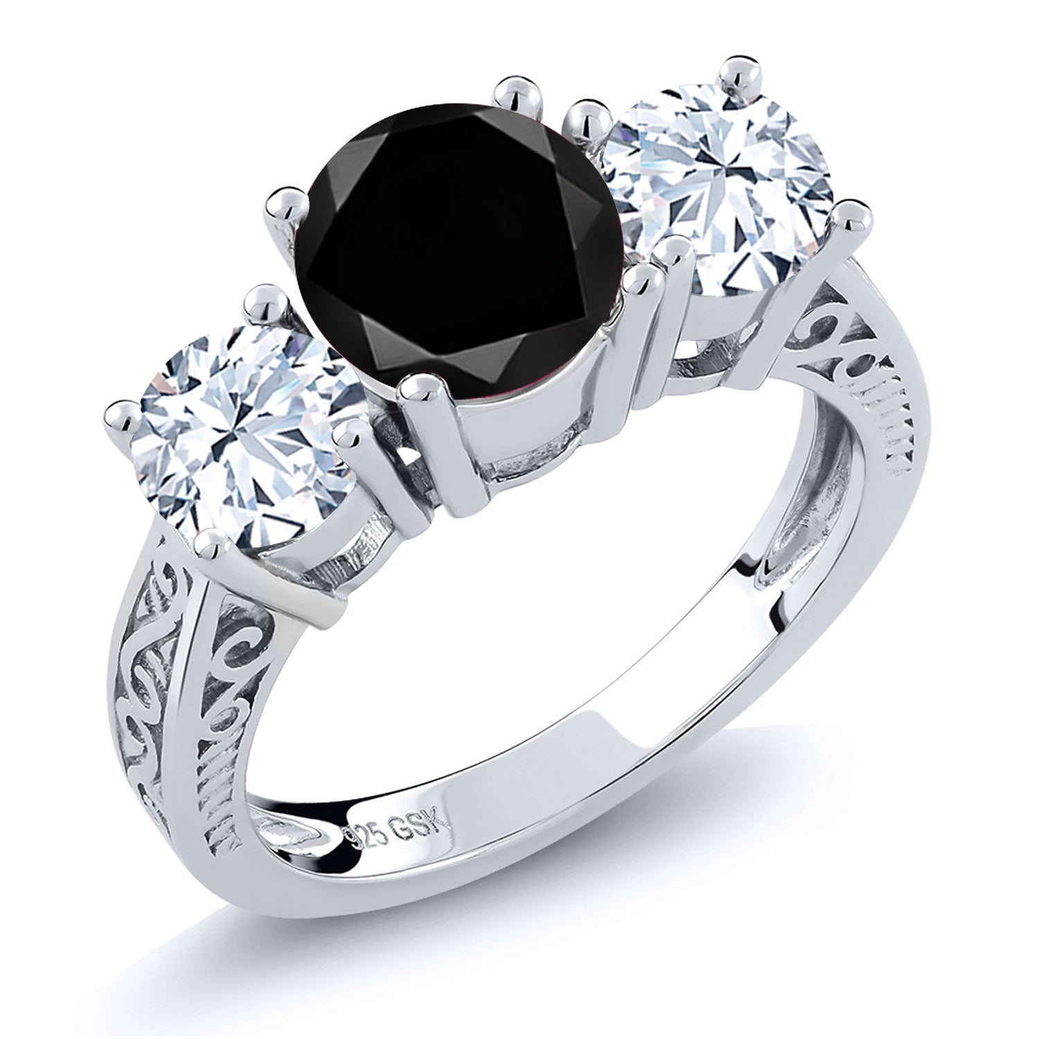 Black Diamond - April_6_Ring in 925 Sterling Silver