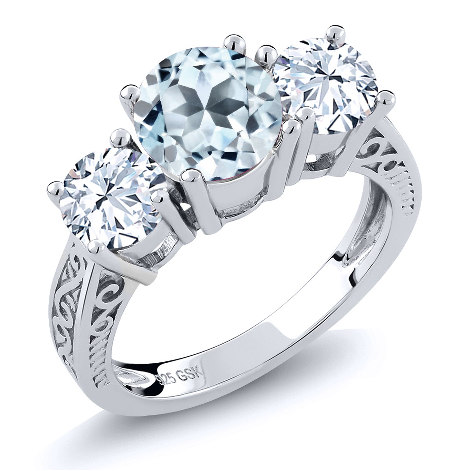 Sky Blue Topaz - November_8_Ring in 925 Sterling Silver