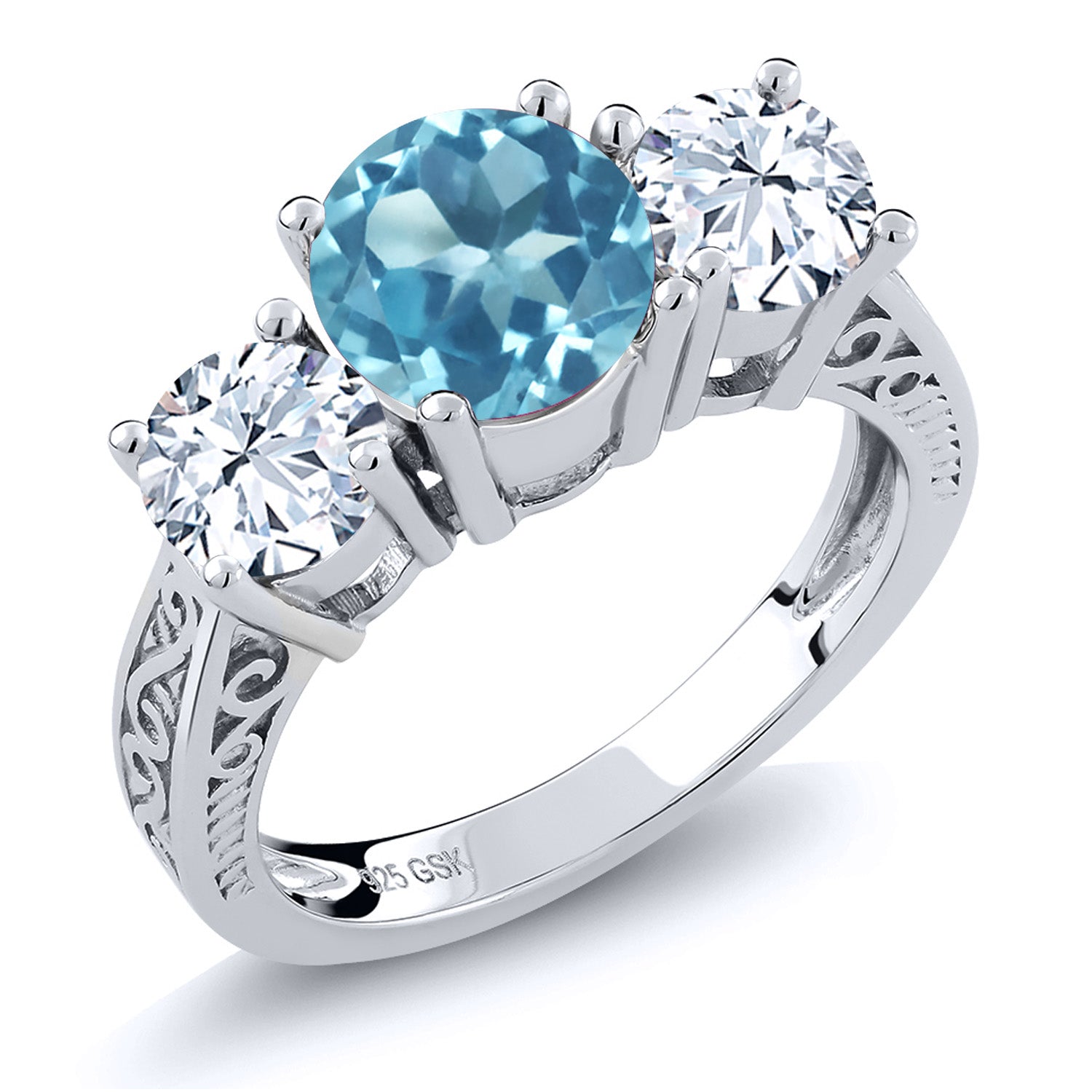 Swiss Blue Topaz - November_7_Ring in 925 Sterling Silver