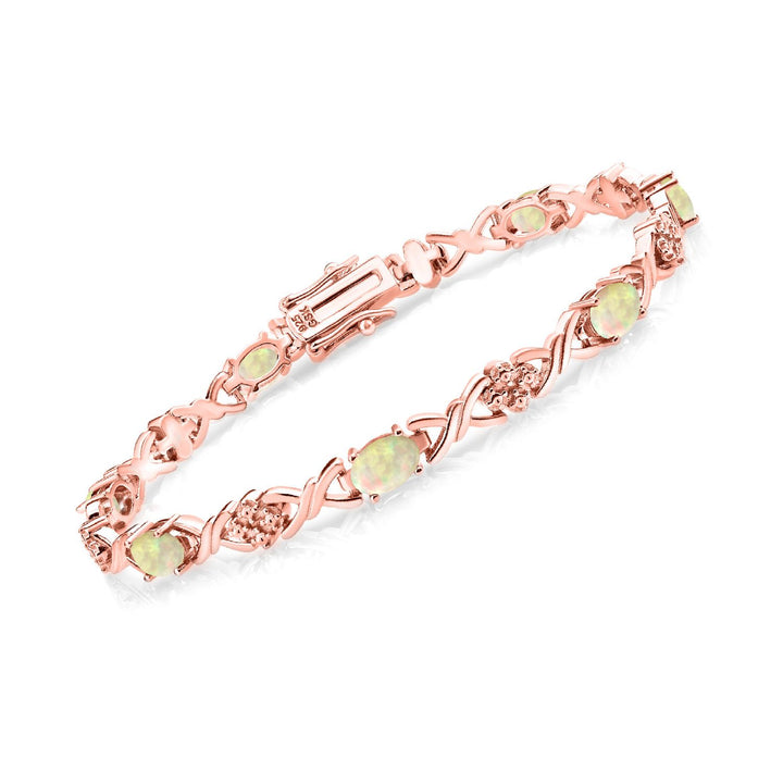Ethiopian Opal-Cabochon - October_Bracelet in 925 Rose Gold Plated Silver