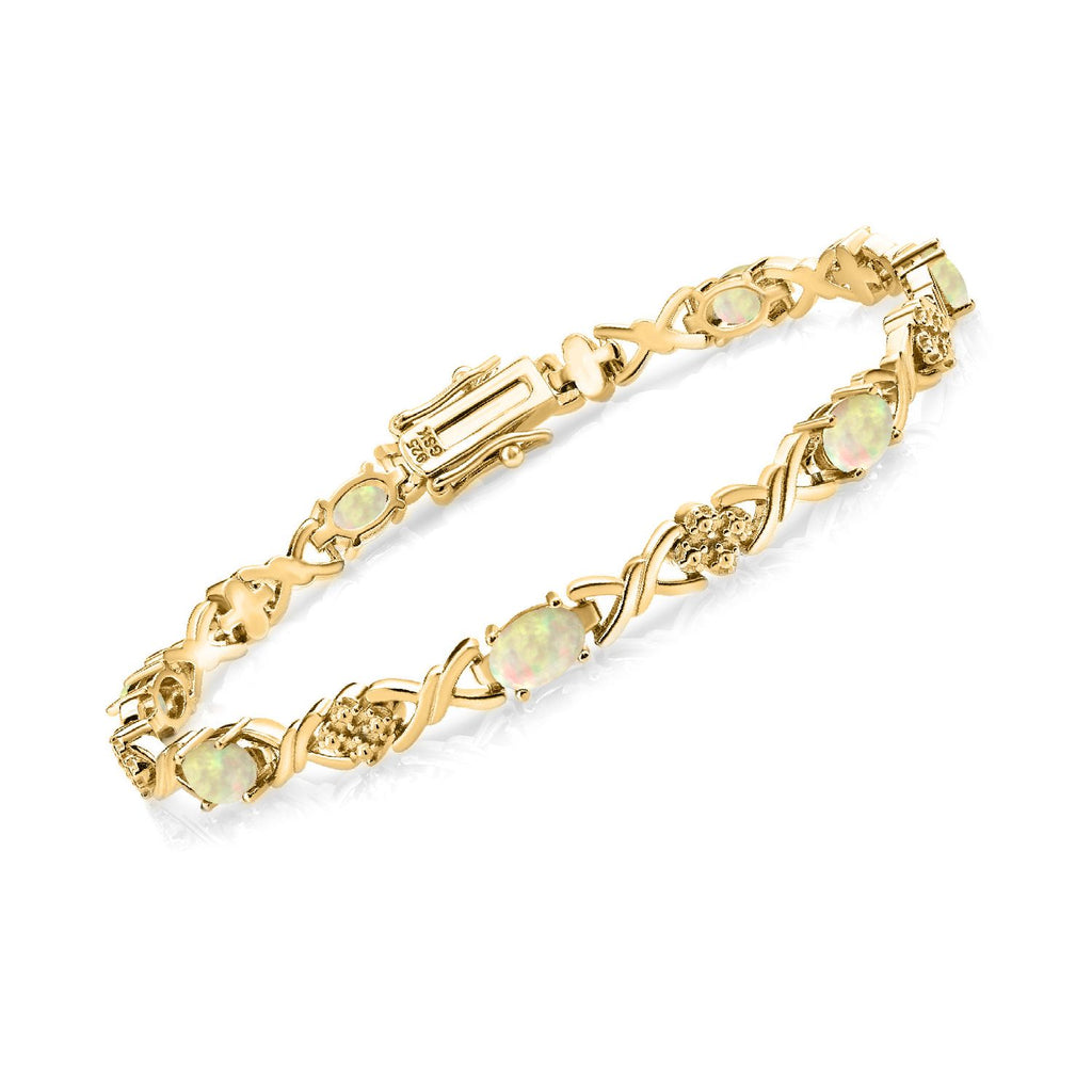 Ethiopian Opal-Cabochon - October_Bracelet in 925 Yellow Gold Plated Silver