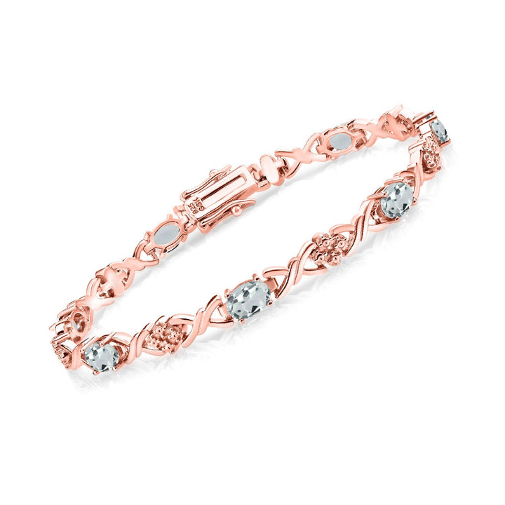 Aquamarine - March_Bracelet in 925 Rose Gold Plated Silver