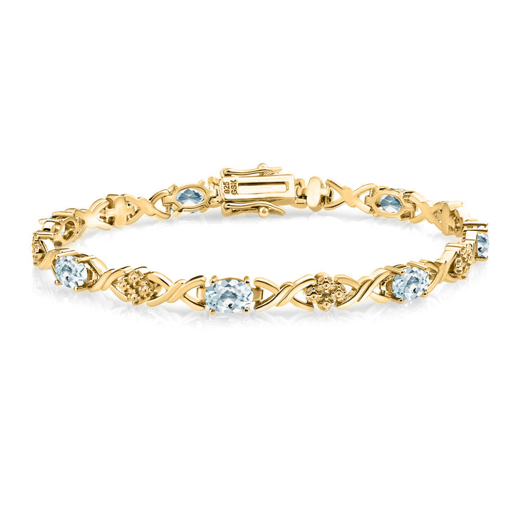 Aquamarine - March_Bracelet in 925 Yellow Gold Plated Silver