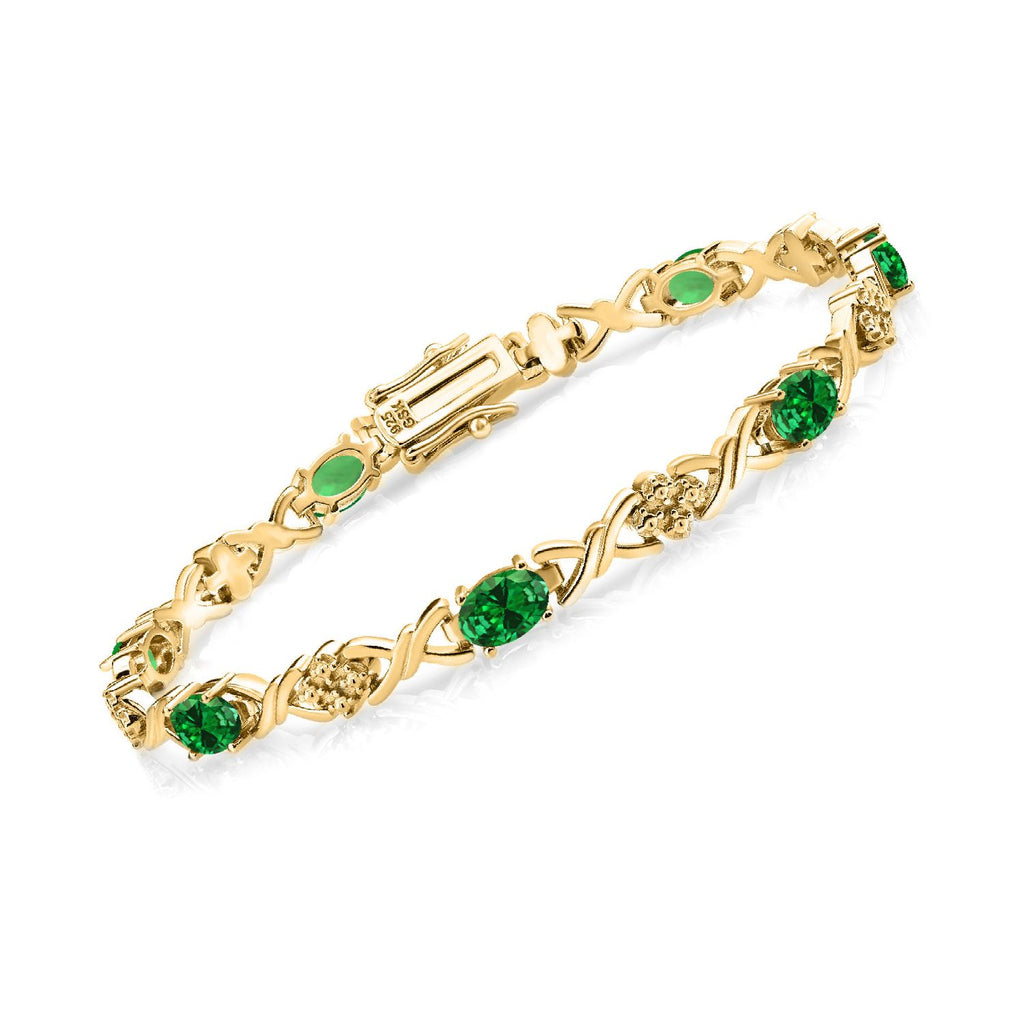 Created Emerald - May_Bracelet in 925 Yellow Gold Plated Silver