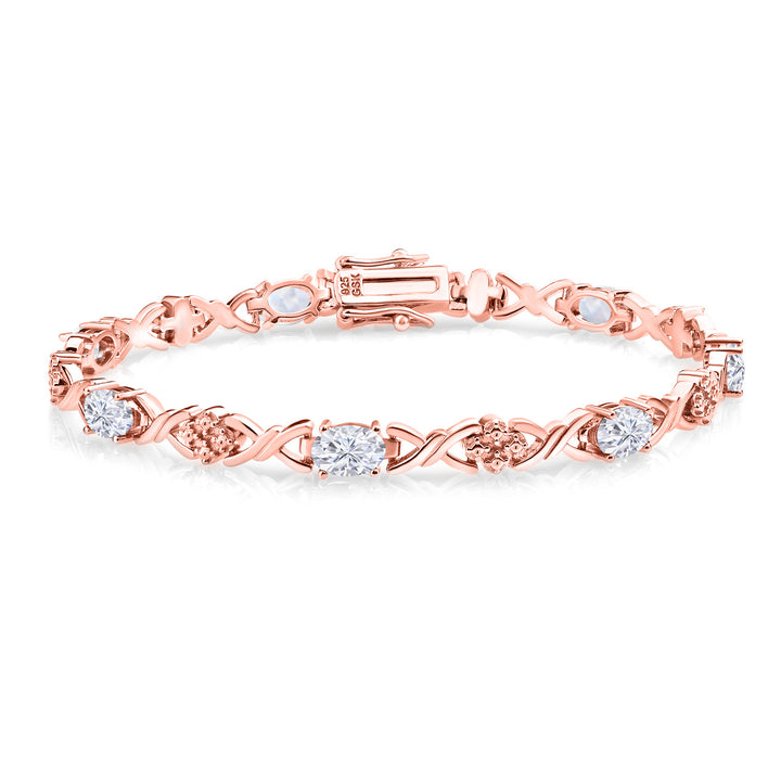 White Moissanite - April_Bracelet in 925 Rose Gold Plated Silver