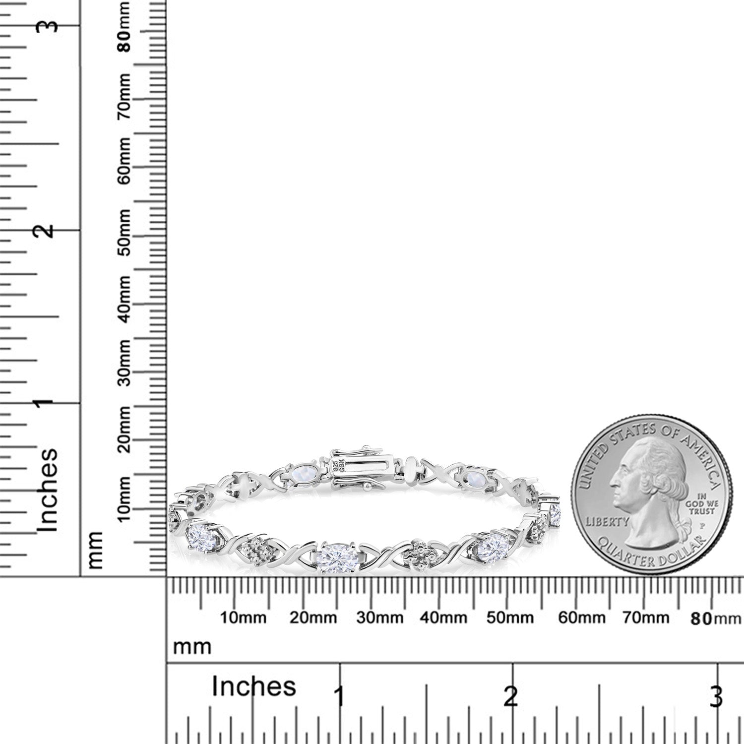 925 Sterling Silver White Moissanite Tennis Bracelet For Women (3.50 Cttw, Oval 6X4MM, 7 Inch)