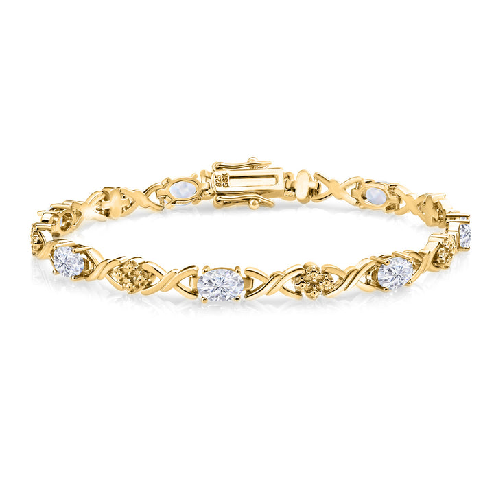 White Moissanite - April_Bracelet in 925 Yellow Gold Plated Silver