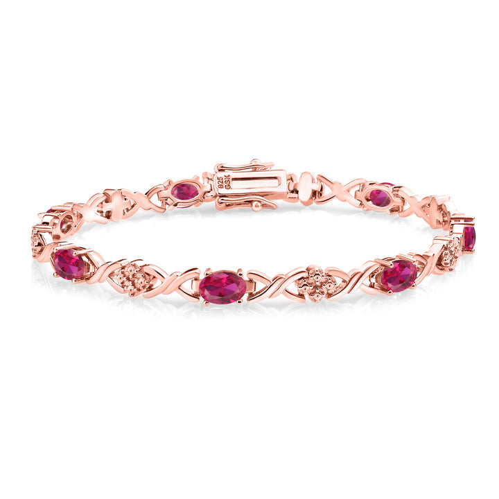 Created Ruby - July_Bracelet in 925 Rose Gold Plated Silver