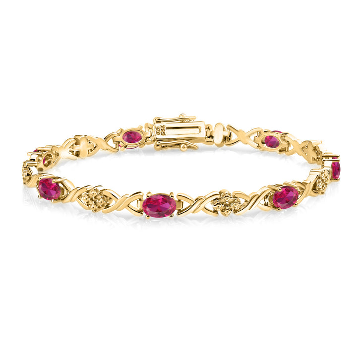 Created Ruby - July_Bracelet in 925 Yellow Gold Plated Silver