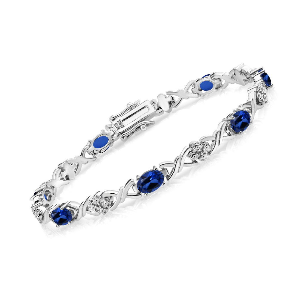 Blue Created Sapphire - September_Bracelet in 925 Sterling Silver