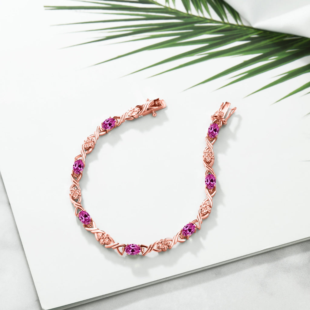 Created Sapphire_Bracelet in 925 Rose Gold Plated Silver