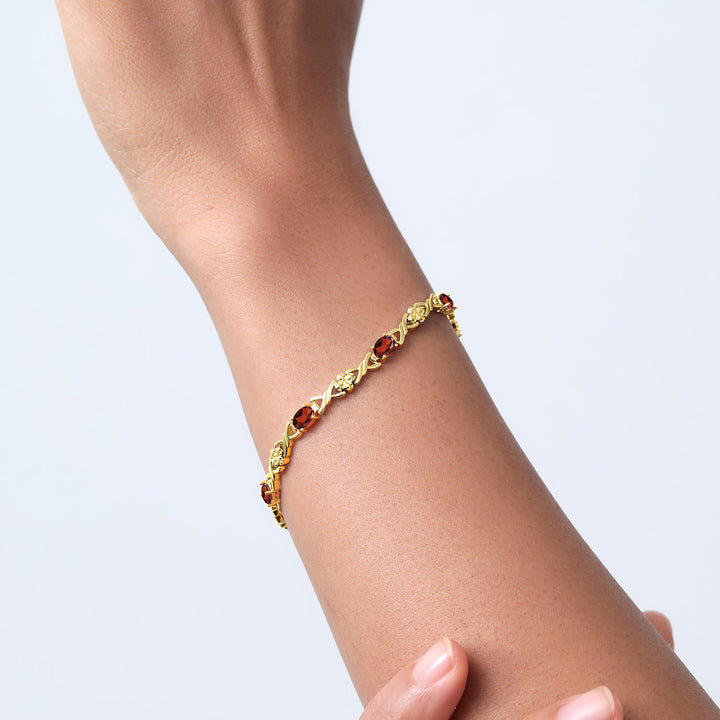 Garnet - January_Bracelet in 925 Yellow Gold Plated Silver