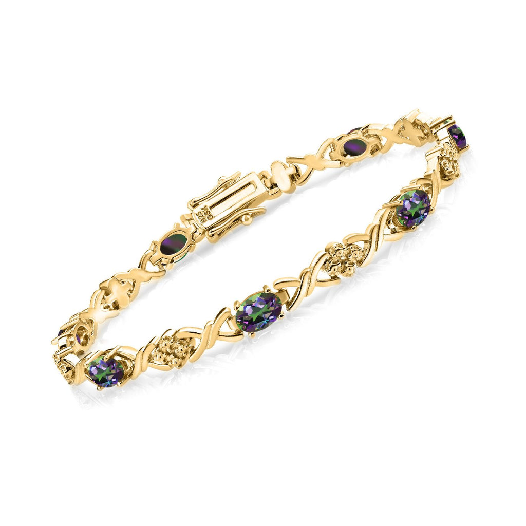 Green Mystic Topaz_Bracelet in 925 Yellow Gold Plated Silver