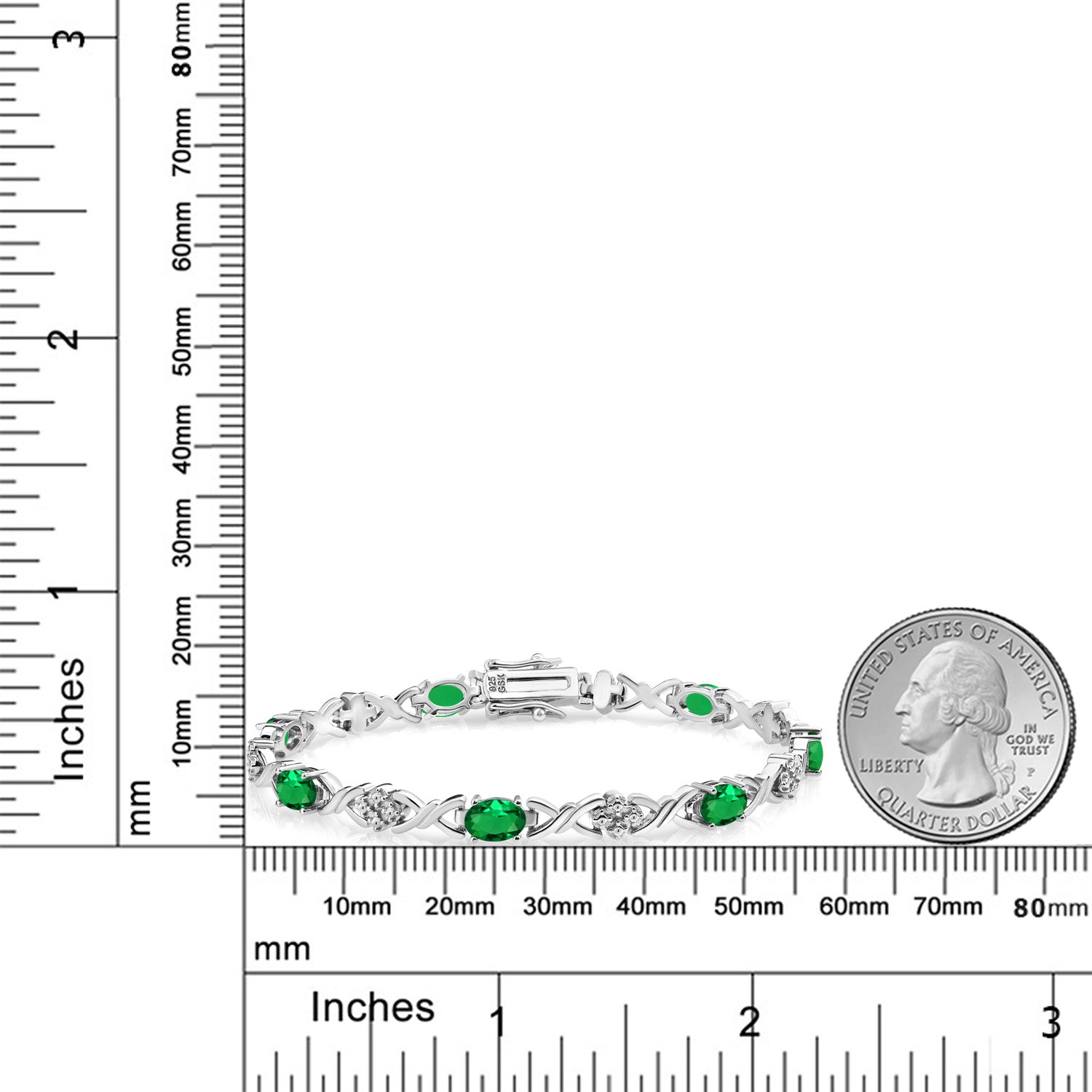 3.20 Cttw 925 Sterling Silver Green Nano Emerald Tennis Bracelet For Women | Gemstone May Birthstone | Oval 6X4MM | 7 Inch