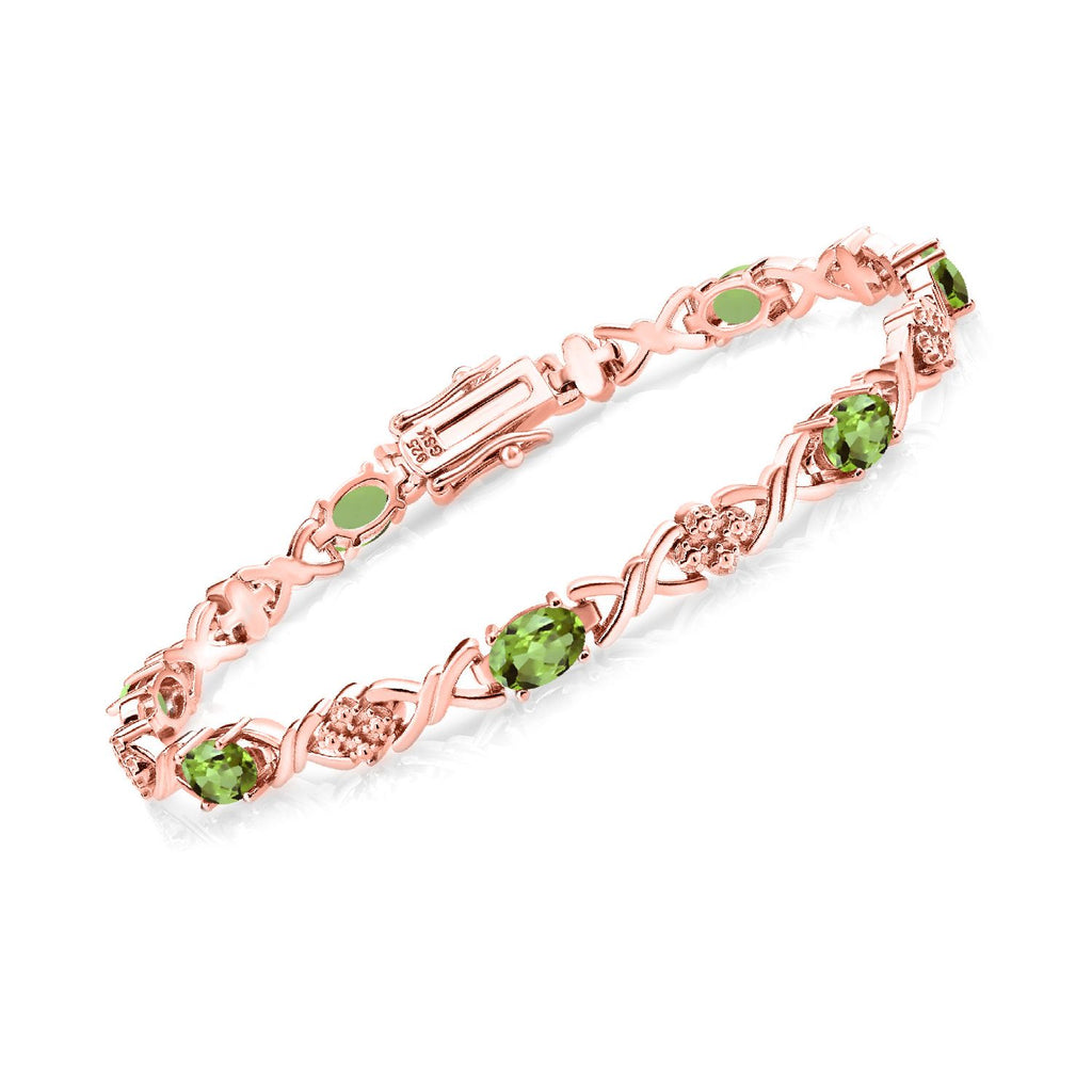 Peridot - August_Bracelet in 925 Rose Gold Plated Silver