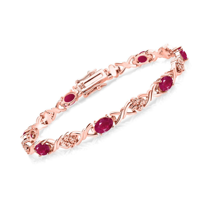 Ruby - July_Bracelet in 925 Rose Gold Plated Silver