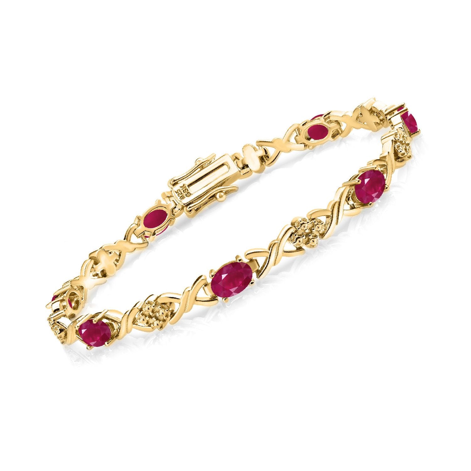 Ruby - July_Bracelet in 925 Yellow Gold Plated Silver