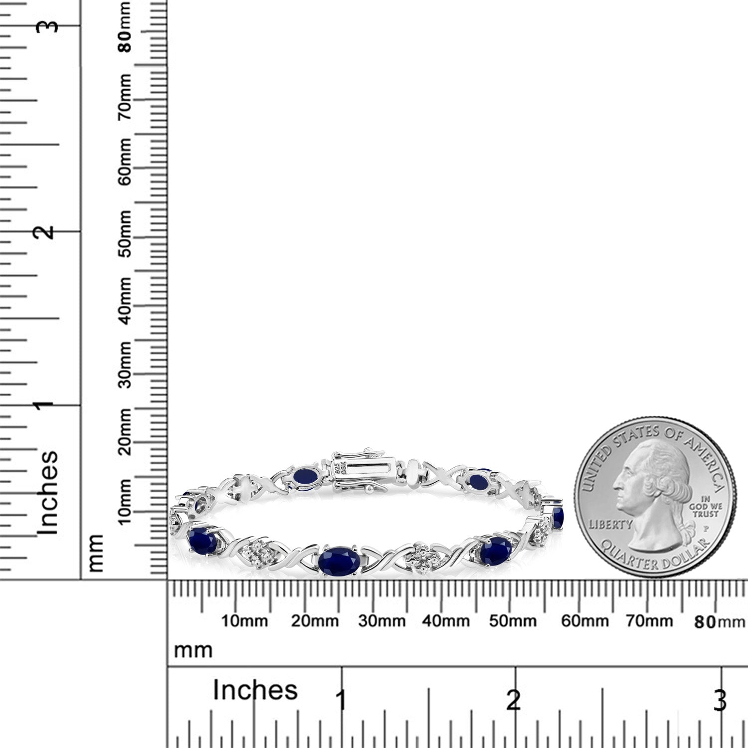 925 Sterling Silver Blue Sapphire Tennis Bracelet For Women (4.44 Cttw, Gemstone September Birthstone, Oval 6X4MM, 7 Inch)