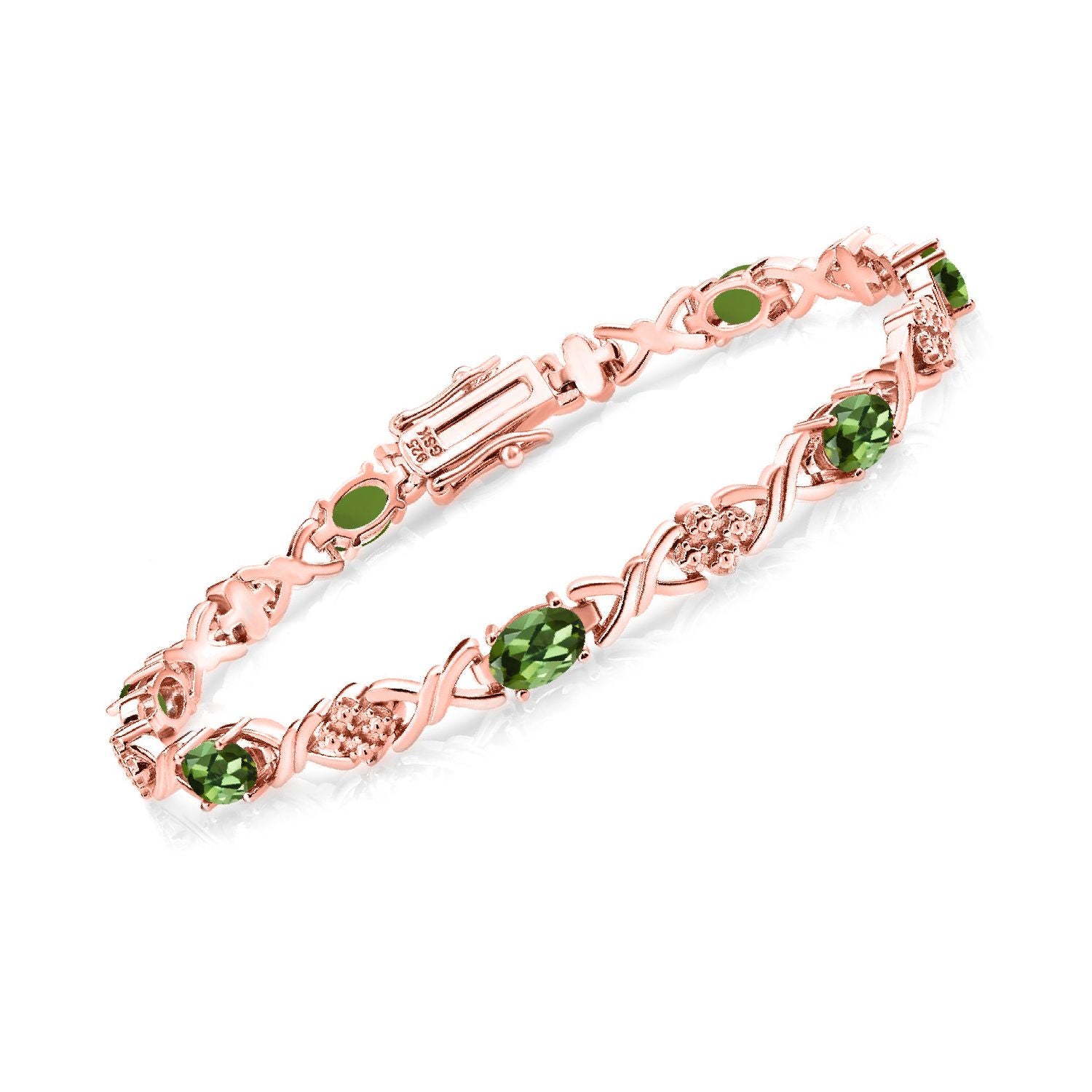 Green Tourmaline - October_Bracelet in 925 Rose Gold Plated Silver
