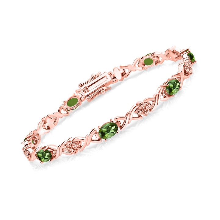 Green Tourmaline - October_Bracelet in 925 Rose Gold Plated Silver