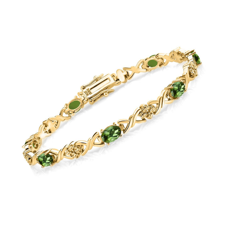 Green Tourmaline - October_Bracelet in 925 Yellow Gold Plated Silver