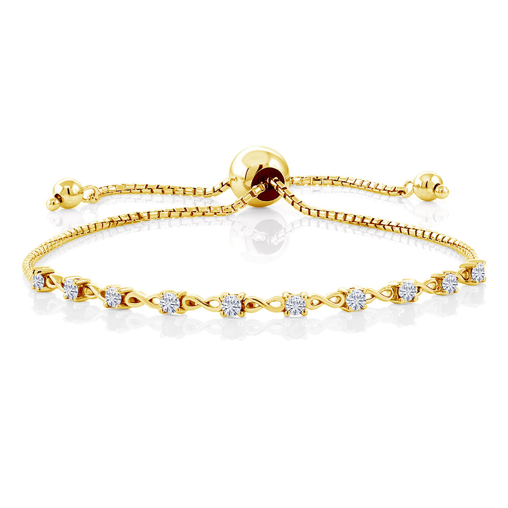 White Moissanite - April_925 Yellow Gold Plated Silver_Bracelet in 925 Yellow Gold Plated Silver